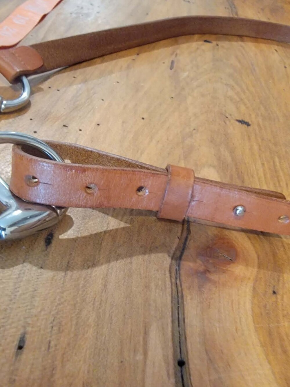 Snaffle Bit Belt-Genuine Snaffle Bit Slung between 1.25" Bridle Leather-Western - Picture 3 of 9
